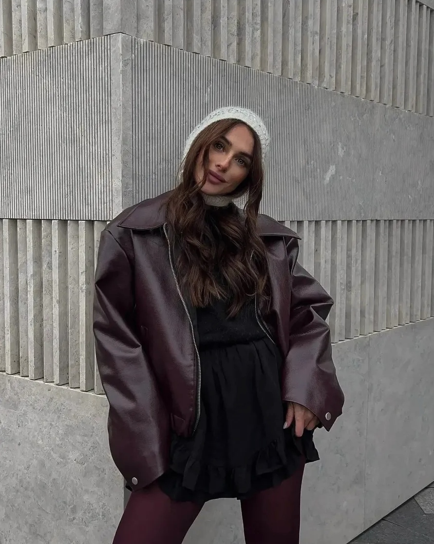 Cherry Bold - Vyšninė Odinė Striukė