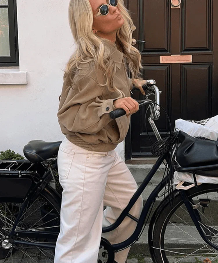 Emily - Zomšos Bomber Švarkas
