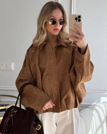 Lara - Zomšos Bomber Švarkas