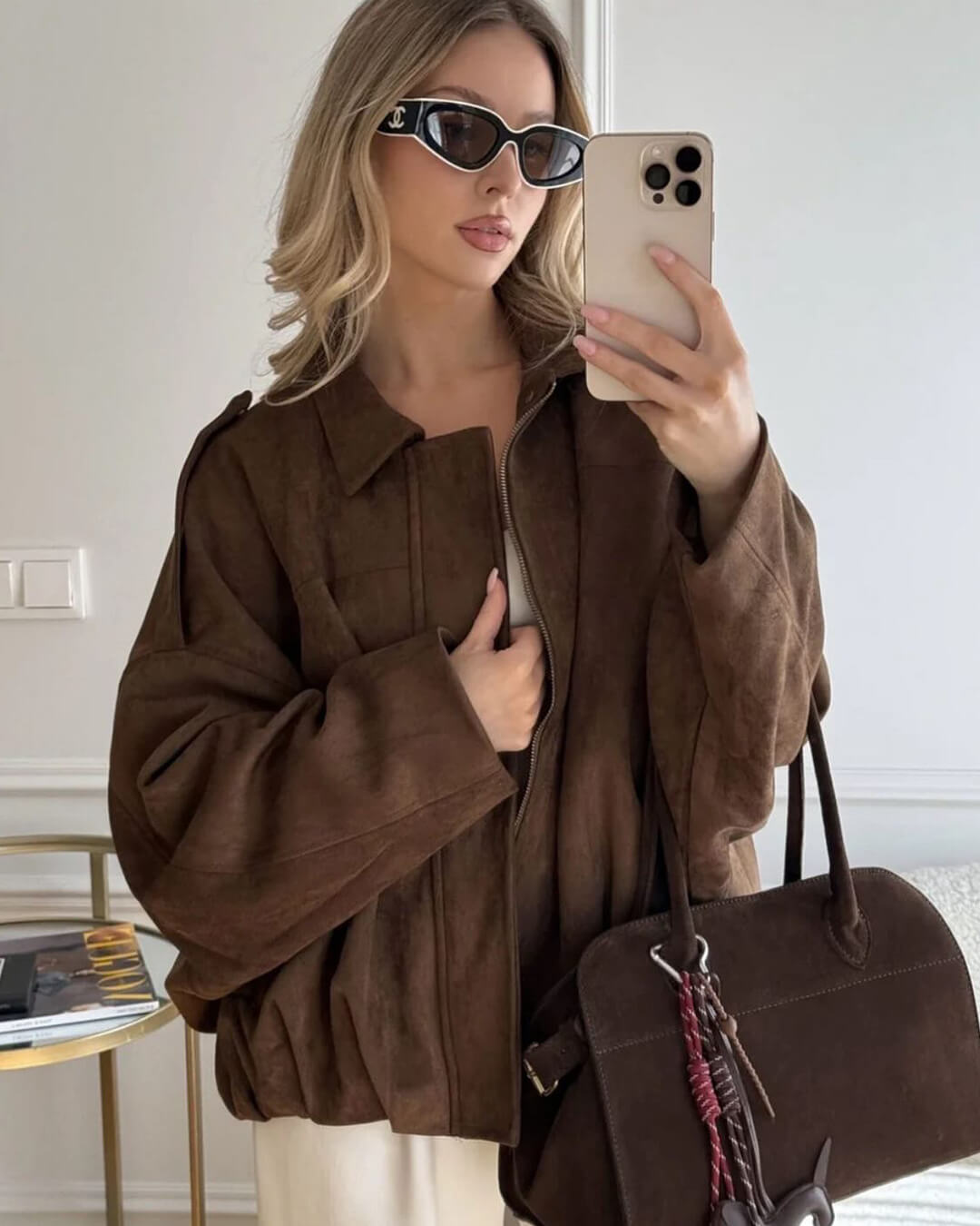 Lara - Zomšos Bomber Švarkas